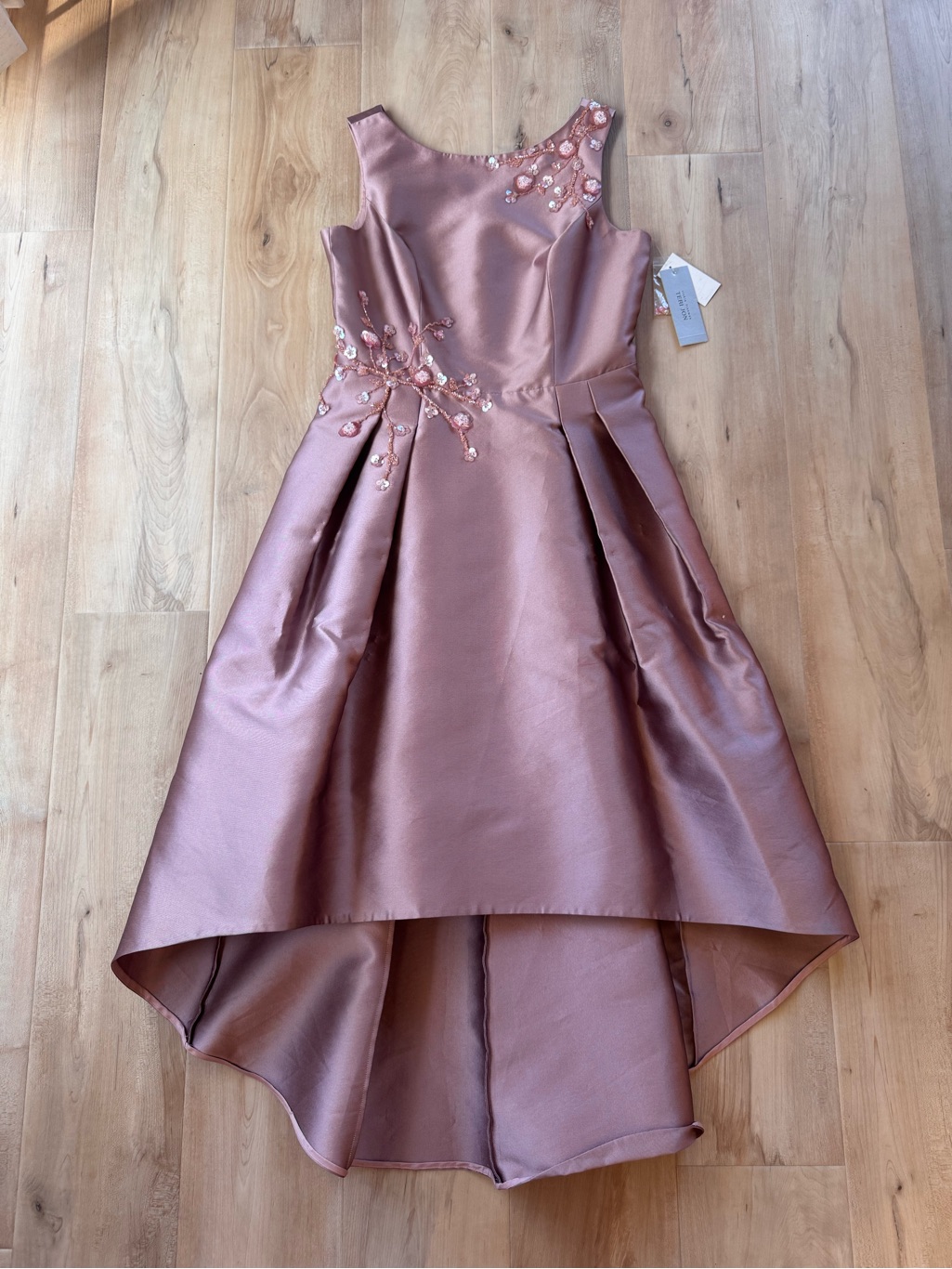 Nwt Teri Jon Mauve Silk Beaded High Low Dress Size 8 — image 2 of 8